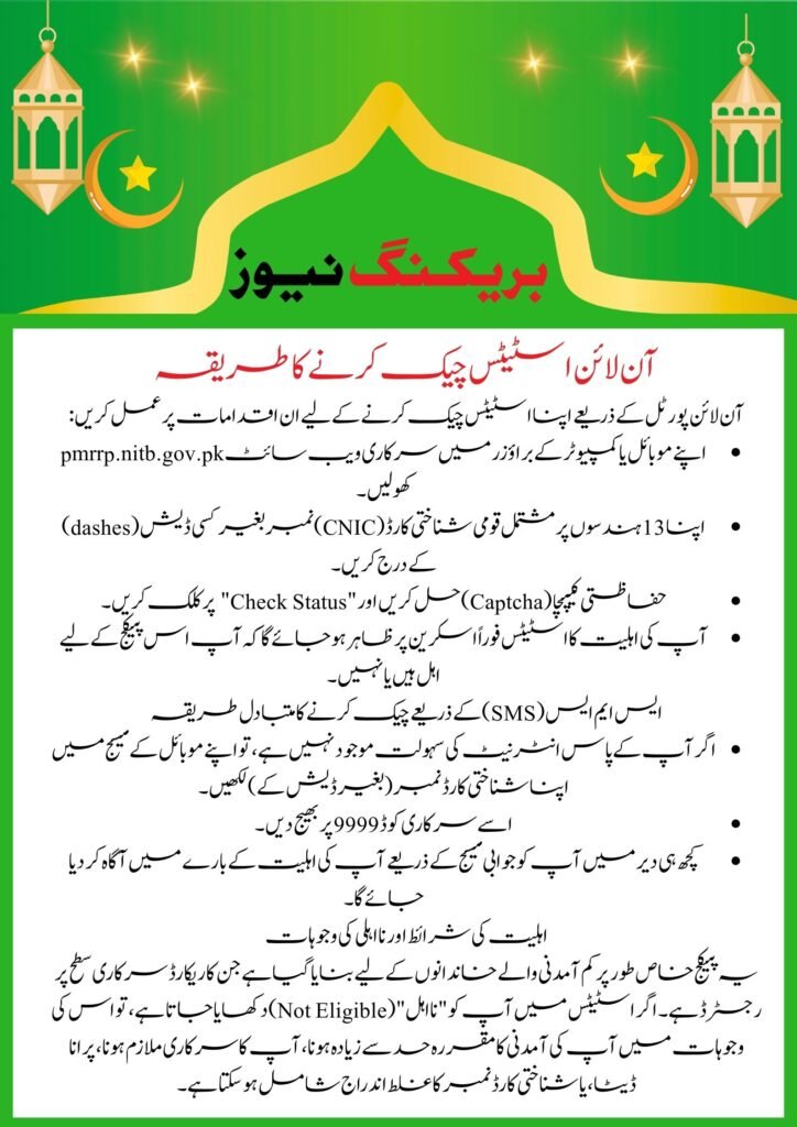 Step by Step Process to Verify Status at pmrrp.nitb.gov.pk