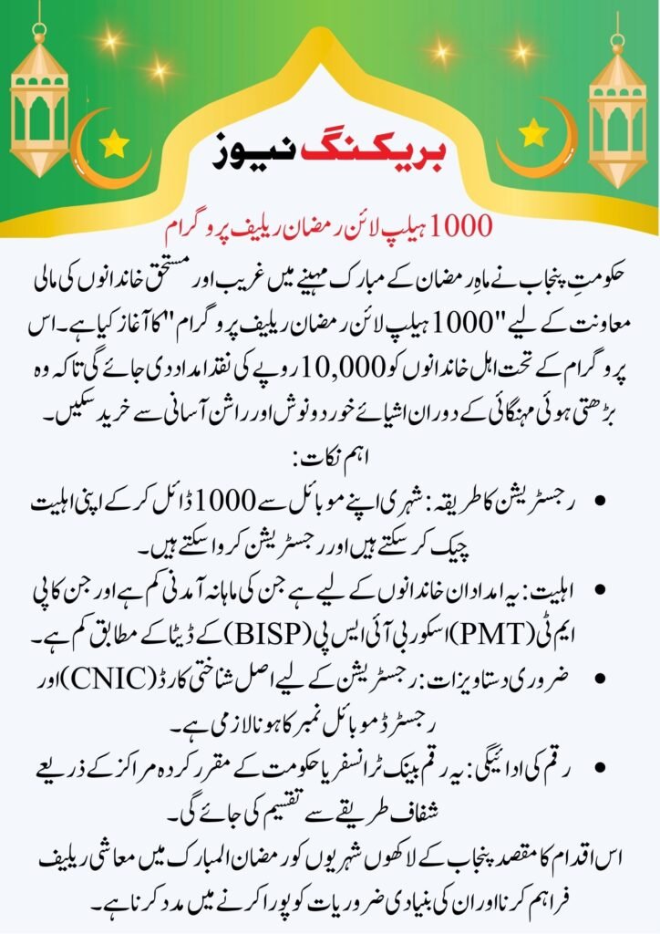 1000 Helpline Ramadan Relief Program 