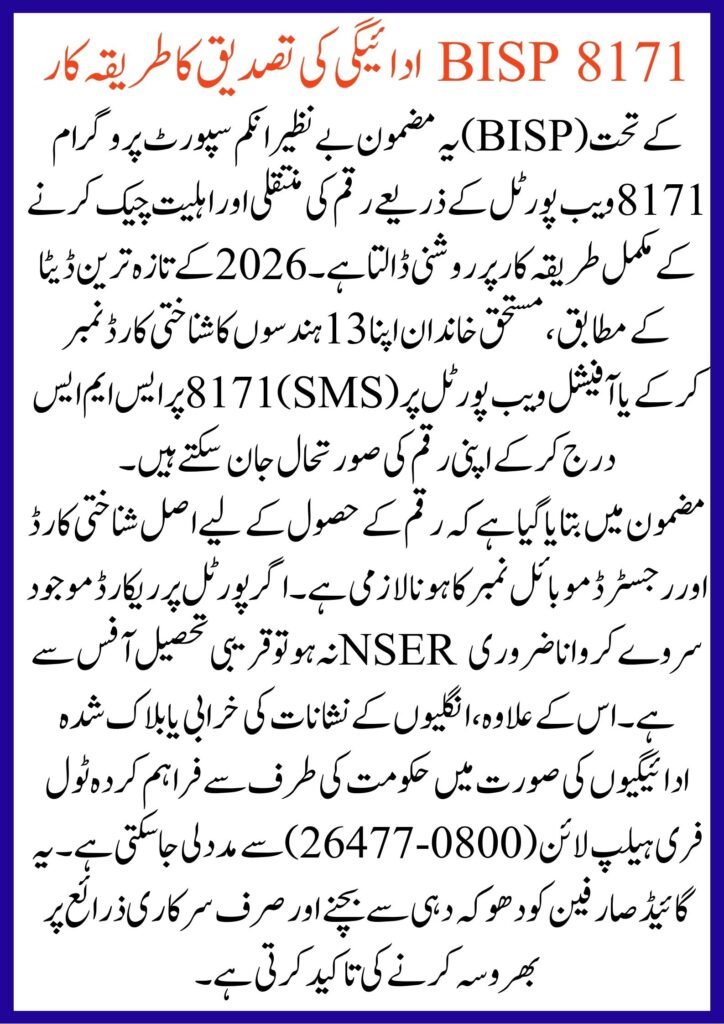 BISP 8171 Payment Verification Process