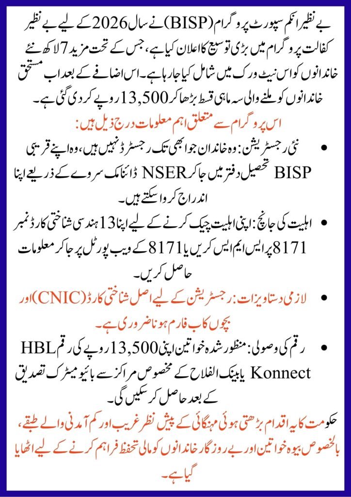 BISP Expands Benazir Kafaalat