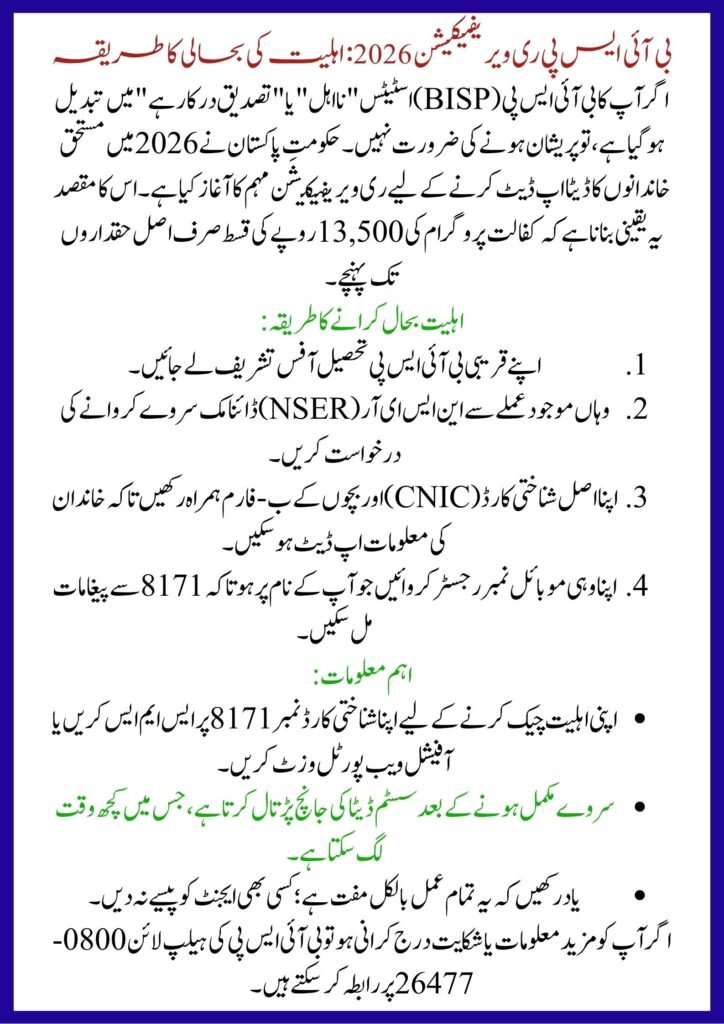 BISP Re-Verification