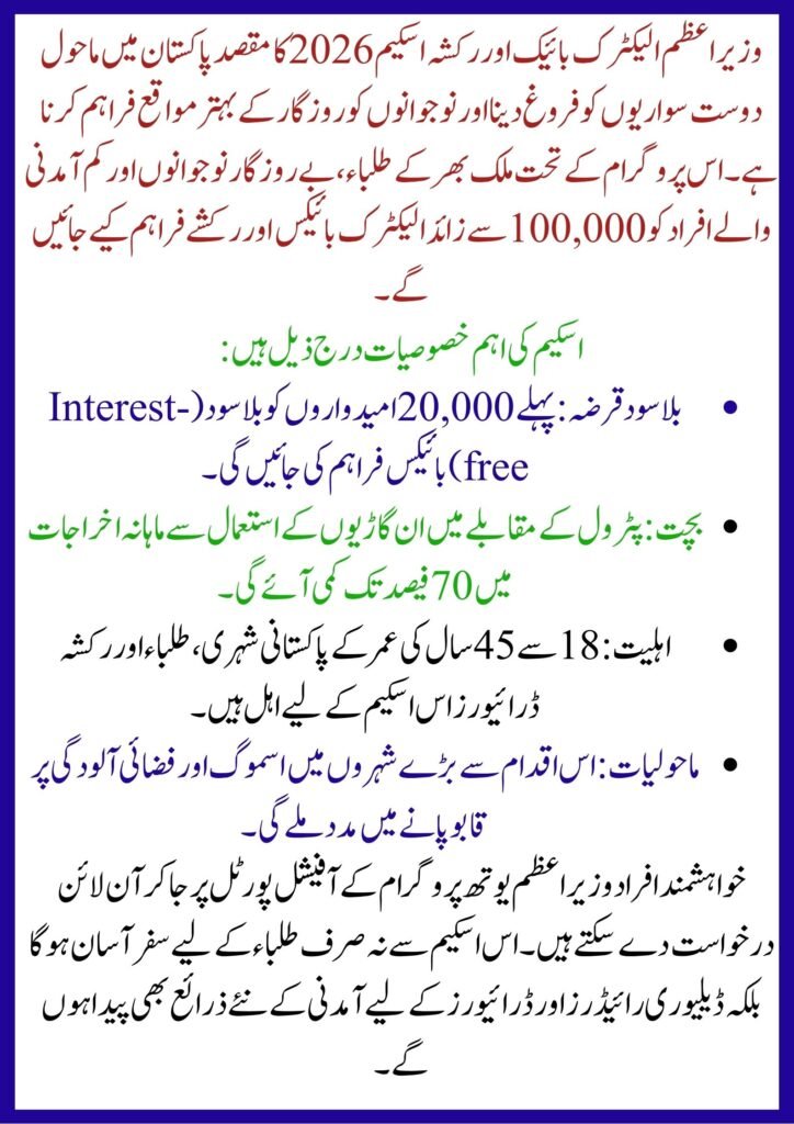 PM Electric Bike & Rickshaw Scheme
